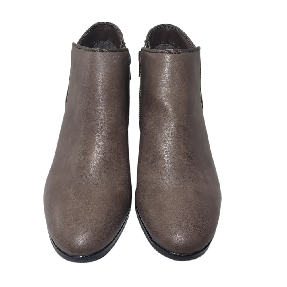 Style & Co Wileyy Taupe Closed Toe Side Zip Ankle Booties Sz 6.5M